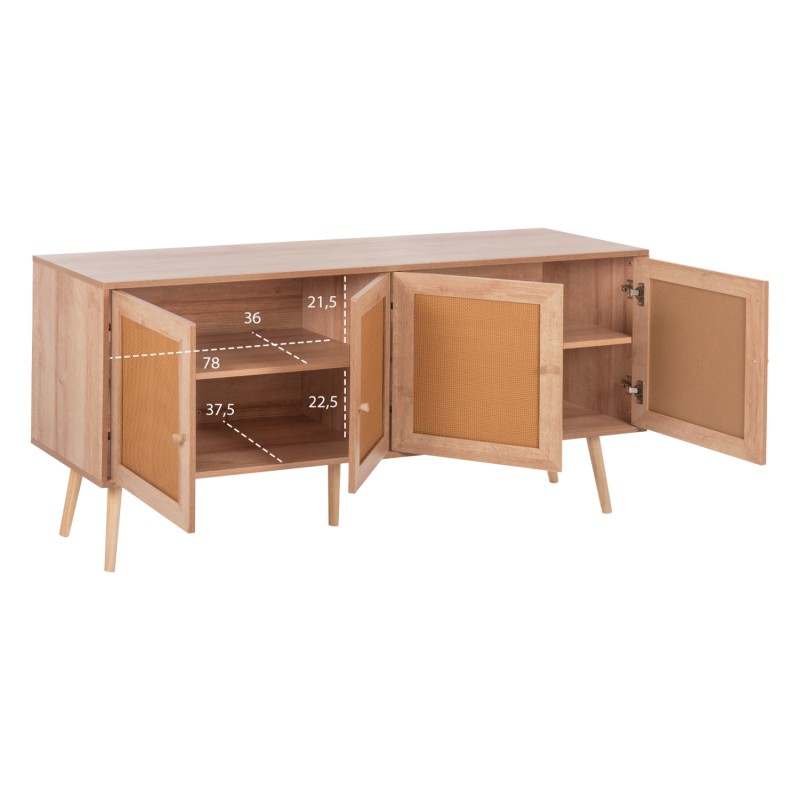 BUFFET COLM FK9440.11 MELAMINE WITH SYNTHETIC RATTAN ON 4 DOORS 160x39,5x71Hcm. BUFFET COLM FK9440.11 MELAMINE WITH SYNTHETIC RATTAN ON 4 DOORS 160x39,5x71Hcm.