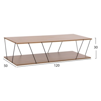 COFFEE TABLE TARS FK8927.12 WALNUT MELAMINE-BLACK METAL RODS 120Χ50Χ30Hcm. COFFEE TABLE TARS FK8927.12 WALNUT MELAMINE-BLACK METAL RODS 120Χ50Χ30Hcm.