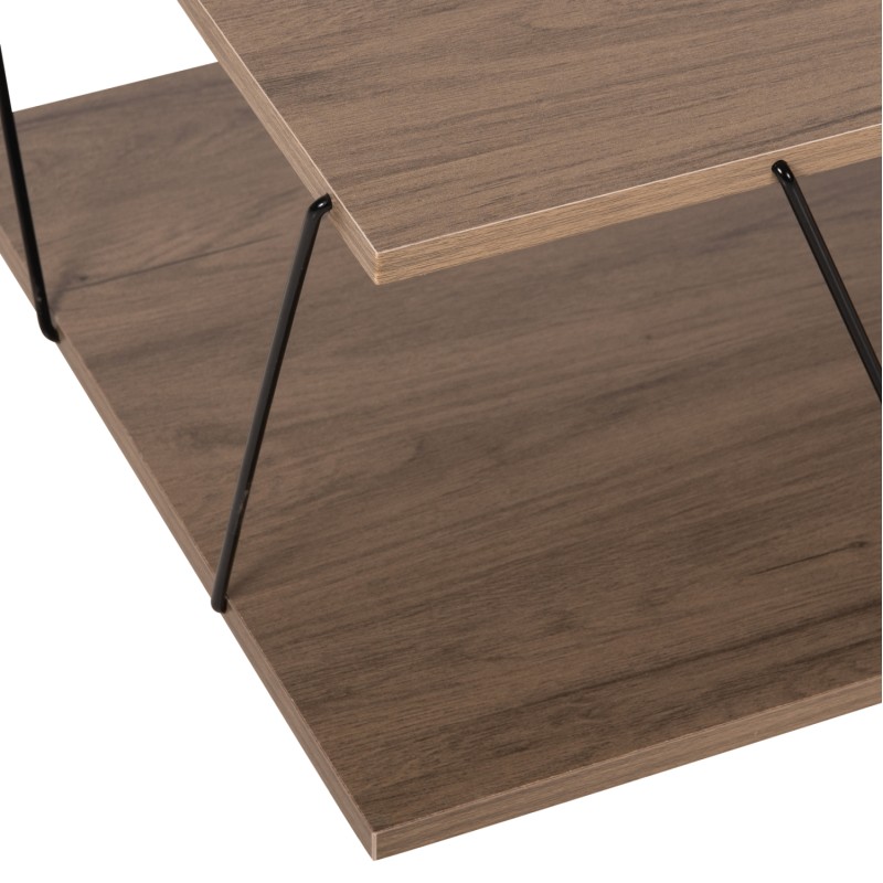 COFFEE TABLE TARS FK8927.12 WALNUT MELAMINE-BLACK METAL RODS 120Χ50Χ30Hcm. COFFEE TABLE TARS FK8927.12 WALNUT MELAMINE-BLACK METAL RODS 120Χ50Χ30Hcm.