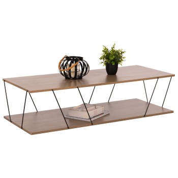 COFFEE TABLE TARS FK8927.12 WALNUT MELAMINE-BLACK METAL RODS 120Χ50Χ30Hcm.
