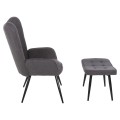 ARMCHAIR CRAWLEY WITH FOOTSTOOL FK8918.21 GREY BOUCLE FABRIC-BLACK METAL LEGS 70x74x105Hcm. ARMCHAIR CRAWLEY WITH FOOTSTOOL FK8918.21 GREY BOUCLE FABRIC-BLACK METAL LEGS 70x74x105Hcm.