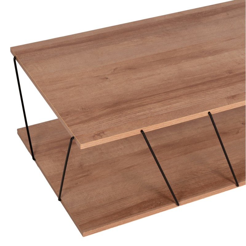 COFFEE TABLE TARS FK8927.11 NATURAL OAK MELAMINE-BLACK METAL RODS 120Χ50Χ30Hcm.