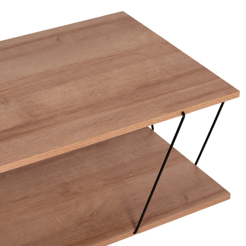 COFFEE TABLE TARS FK8927.11 NATURAL OAK MELAMINE-BLACK METAL RODS 120Χ50Χ30Hcm.