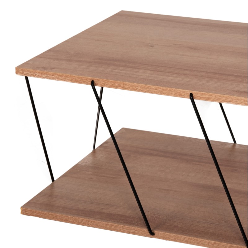 COFFEE TABLE TARS FK8927.11 NATURAL OAK MELAMINE-BLACK METAL RODS 120Χ50Χ30Hcm.