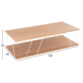 COFFEE TABLE TARS FK8927.14 SONOMA MELAMINE-WHITE METAL RODS 120Χ50Χ30Hcm. COFFEE TABLE TARS FK8927.14 SONOMA MELAMINE-WHITE METAL RODS 120Χ50Χ30Hcm.