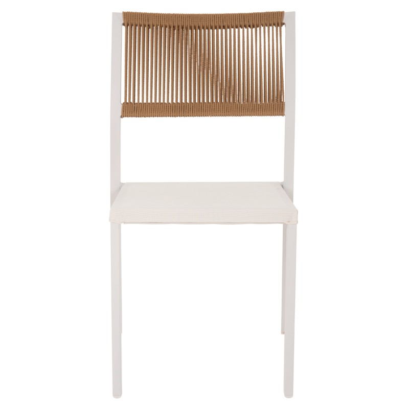 CHAIR ALUMINUM FK5921.02 WHITE FRAME AND TEXTLINE WITH BEIGE SYNTHETIC RATTAN 46x55,5x83Hcm. CHAIR ALUMINUM FK5921.02 WHITE FRAME AND TEXTLINE WITH BEIGE SYNTHETIC RATTAN 46x55,5x83Hcm.