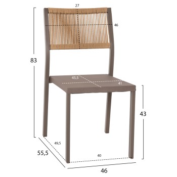 CHAIR ALUMINUM FK5921.03 CHAMPAGNE FRAME AND TEXTLINE WITH BEIGE SYNTHETIC RATTAN 46x55,5x83Hcm. CHAIR ALUMINUM FK5921.03 CHAMPAGNE FRAME AND TEXTLINE WITH BEIGE SYNTHETIC RATTAN 46x55,5x83Hcm.