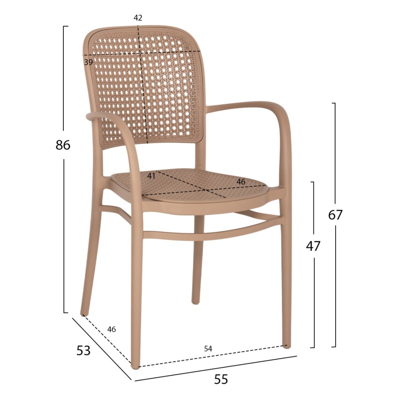 ARMCHAIR POLYPROPYLENE FLOW FK5938.03 CAPPUCCINO 55x53x86Hcm. ARMCHAIR POLYPROPYLENE FLOW FK5938.03 CAPPUCCINO 55x53x86Hcm.