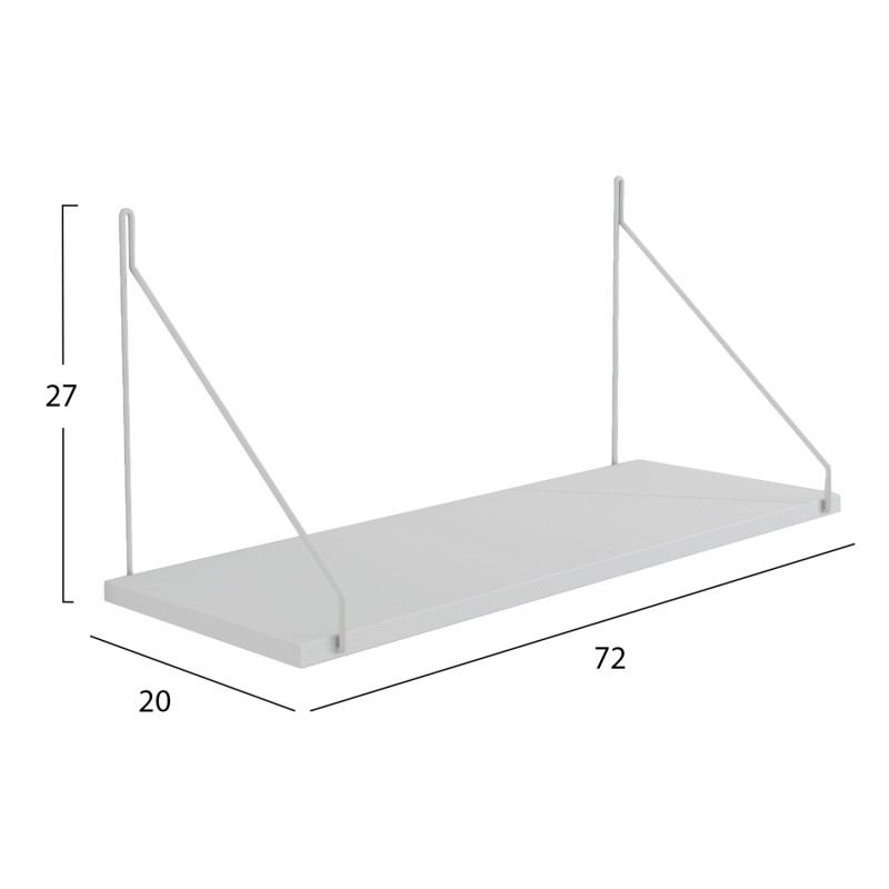 WALL SHELF AGILAN FK9183.15 MELAMINE IN WHITE-WHITE METAL 72x20x27Hcm. WALL SHELF AGILAN FK9183.15 MELAMINE IN WHITE-WHITE METAL 72x20x27Hcm.