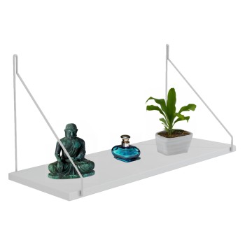 WALL SHELF AGILAN FK9183.15 MELAMINE IN WHITE-WHITE METAL 72x20x27Hcm.