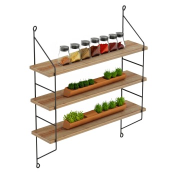 WALL SHELVES ACHALA FK9185.11 MELAMINE IN NATURAL OAK 60x15x68Hcm.