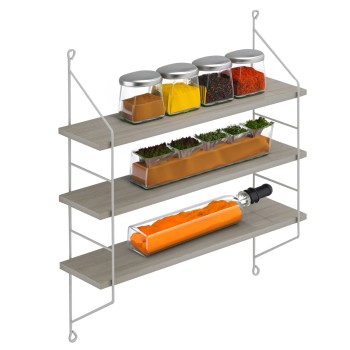 WALL SHELVES ACHALA FK9185.15 MELAMINE IN SONOMA-WHITE FRAME 60x15x68Hcm.