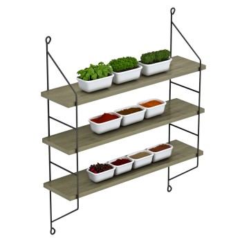 WALL SHELVES ACHALA FK9185.12 MELAMINE IN OLIVE GREY 60x15x68Hcm.