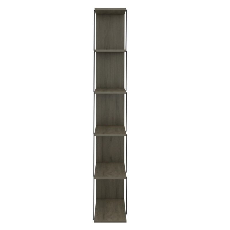 BOOKCASE MINI TARS FK2241.13 OLIVE GREY MELAMINE-BLACK METAL RODS 65x22-24x146Hcm. BOOKCASE MINI TARS FK2241.13 OLIVE GREY MELAMINE-BLACK METAL RODS 65x22-24x146Hcm.