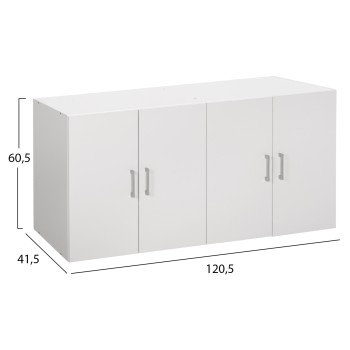 UPPER CABINET FOR 4-LEAF WARDROBE FK352.05 FERNANDA MELAMINE IN WHITE 120,5x41,5x60,5Hcm. UPPER CABINET FOR 4-LEAF WARDROBE FK352.05 FERNANDA MELAMINE IN WHITE 120,5x41,5x60,5Hcm.