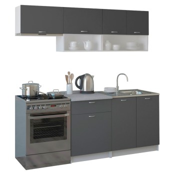KITCHEN COMPOSITION RODNEY FK2440.10 GREY MELAMINE WITH WHITE COUNTERTOP 200x46-29,2cm.