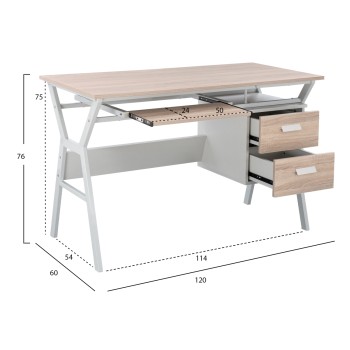 OFFICE COMPOSITION 2PCS FK11769 MELAMINE IN SONOMA-WHITE METAL OFFICE COMPOSITION 2PCS FK11769 MELAMINE IN SONOMA-WHITE METAL