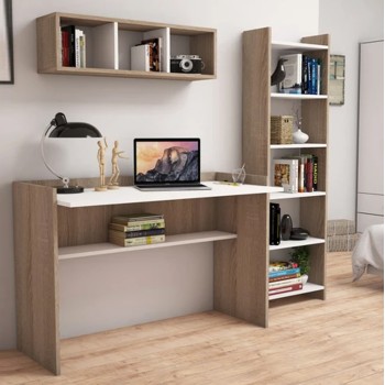 OFFICE COMPOSITION FK11776.12 3PCS MELAMINE IN SONOMA AND WHITE COLOR OFFICE COMPOSITION FK11776.12 3PCS MELAMINE IN SONOMA AND WHITE COLOR