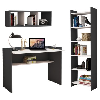 OFFICE COMPOSITION FK11776.13 3PCS MELAMINE IN GREY AND WHITE COLOR