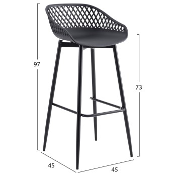 BAR STOOL AVAYA FK8686.12 BLACK POLYPROPYLENE AND BLACK METAL LEGS 45x45x97Hcm. BAR STOOL AVAYA FK8686.12 BLACK POLYPROPYLENE AND BLACK METAL LEGS 45x45x97Hcm.