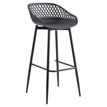 BAR STOOL AVAYA FK8686.12 BLACK POLYPROPYLENE AND BLACK METAL LEGS 45x45x97Hcm.