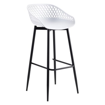 BAR STOOL FK8686.11 WHITE POLYPROPYLENE AND BLACK METAL LEGS 45x45x97Hcm.