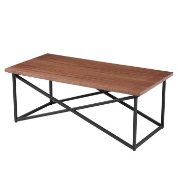 COFFEE TABLE FK9469.02 MDF WITH WALNUT WOOD VENEER TOP-BLACK METAL BASE 120x60x45,5Hcm.