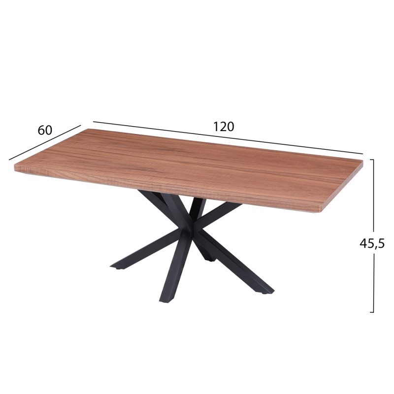 COFFEE TABLE FK9470.02 MDF WITH WALNUT VENEER TOP-BLACK METAL BASE 120x60x45.5Hcm. COFFEE TABLE FK9470.02 MDF WITH WALNUT VENEER TOP-BLACK METAL BASE 120x60x45.5Hcm.