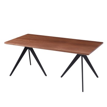DINING TABLE GRIPPEN FK9451.02 WITH ASHTREE WOOD VENEER IN RUSTIC STYLE-BLACK METAL TRIPOD LEGS 180x90x75Hcm.