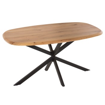 DINING TABLE OVAL RODDEN FK11903.01 WERZALIT TABLETOP IN NATURAL WOOD COLOR-BLACK METAL BASE 146x94x75Hcm.