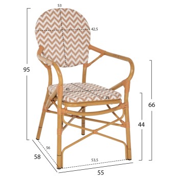 ARMCHAIR ALUMINUM FK5928.03 BAMBOO LOOK WITH TEXTLINE- NATURAL &WHITE 55x58x95Hcm. ARMCHAIR ALUMINUM FK5928.03 BAMBOO LOOK WITH TEXTLINE- NATURAL &WHITE 55x58x95Hcm.
