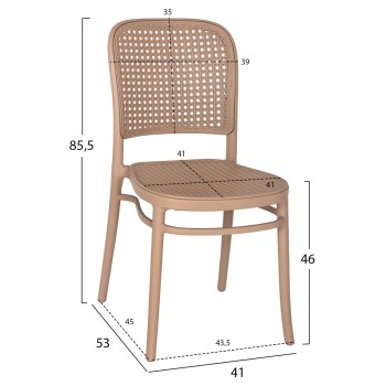 CHAIR POLYROPYLENE FLOW FK5937.03 CAPPUCCINO SEAT AND BACKREST 41x53x85,5Hcm.