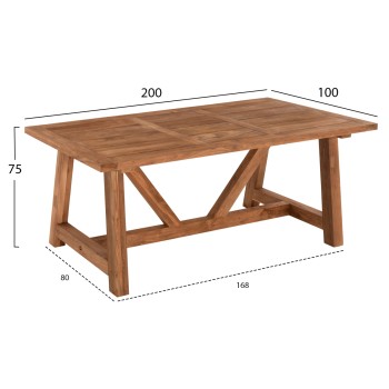 DINING TABLE FK7922 RECYCLED TEAK IN NATURAL COLOR 200X100X75Hcm.