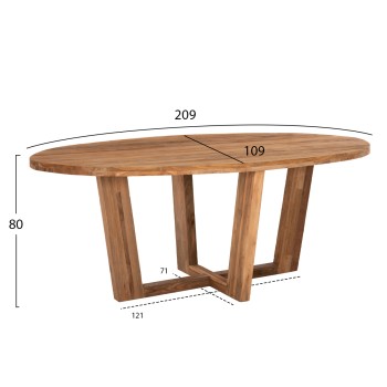DINING TABLE IN OVAL SHAPE FK9558 RECYCLED TEAK WOOD 209x109x80Hcm.
