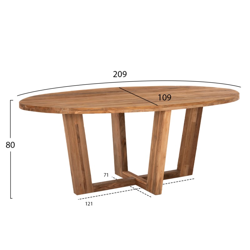 DINING TABLE IN OVAL SHAPE FK9558 RECYCLED TEAK WOOD 209x109x80Hcm. DINING TABLE IN OVAL SHAPE FK9558 RECYCLED TEAK WOOD 209x109x80Hcm.