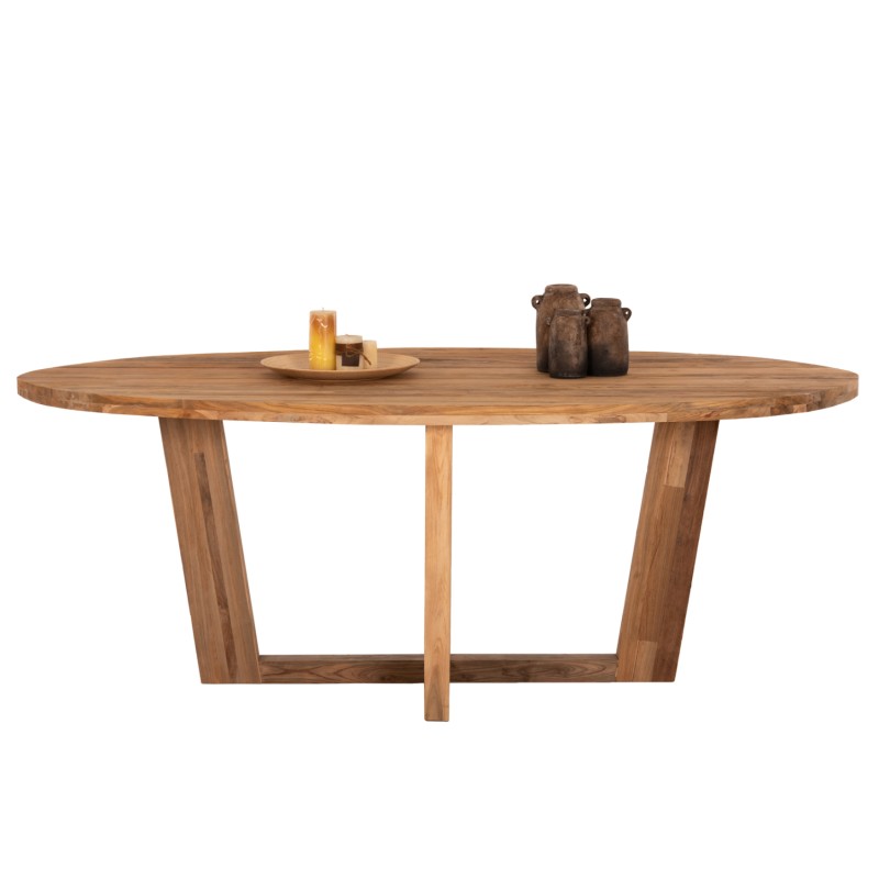 DINING TABLE IN OVAL SHAPE FK9558 RECYCLED TEAK WOOD 209x109x80Hcm. DINING TABLE IN OVAL SHAPE FK9558 RECYCLED TEAK WOOD 209x109x80Hcm.