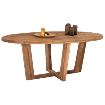 DINING TABLE IN OVAL SHAPE FK9558 RECYCLED TEAK WOOD 209x109x80Hcm.