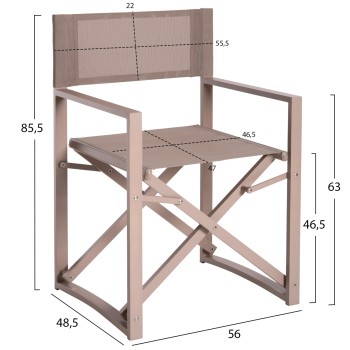 DIRECTOR'S CHAIR ALUMINUM DUPRE FK5094.03 CHAMPAGNE COLOR 57x48,5x85.5Hcm.