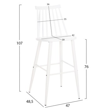 BAR STOOL HIGH SEAT VANESSA FK8459.11 WHITE PP & WHITE METAL LEGS 47x48,5x107Hcm. BAR STOOL HIGH SEAT VANESSA FK8459.11 WHITE PP & WHITE METAL LEGS 47x48,5x107Hcm.