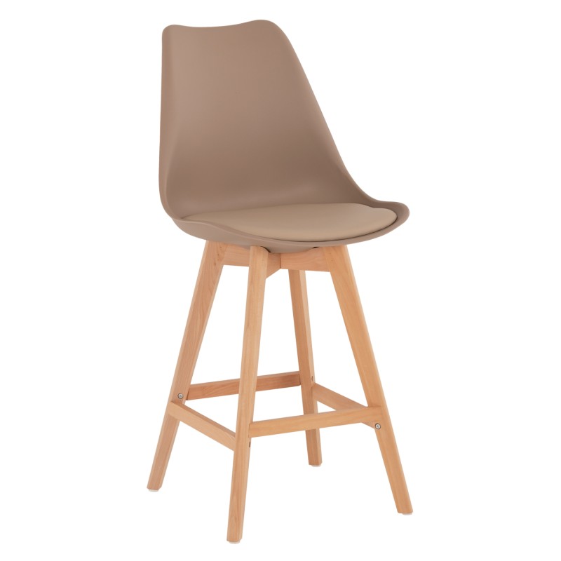 BAR STOOL VEGAS FK8000.55 MEDIUM HEIGHT CAPPUCCINO POLYPROPYLENE NATURAL BEECH WOOD 47x58x100Hcm. BAR STOOL VEGAS FK8000.55 MEDIUM HEIGHT CAPPUCCINO POLYPROPYLENE NATURAL BEECH WOOD 47x58x100Hcm.
