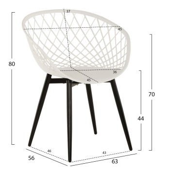 ARMCHAIR ARIADNE FK8001.21 WHITE POLYPROPYLENE-BLACK METAL LEGS 63x56x80Hcm. ARMCHAIR ARIADNE FK8001.21 WHITE POLYPROPYLENE-BLACK METAL LEGS 63x56x80Hcm.