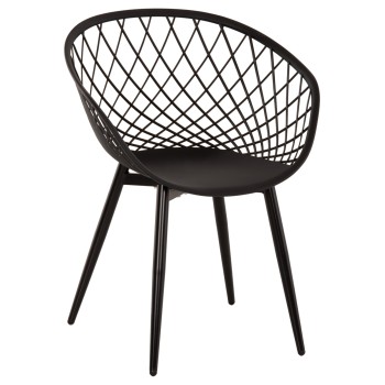 ARMCHAIR ARIADNE FK8001.22 BLACK POLYPROPYLENE- BLACK METAL LEGS 63x56x80Hcm.