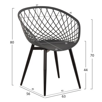 ARMCHAIR ARIADNE FK8001.30 GREY POLYPROPYLENE-BLACK METAL LEGS 63x56x80Hcm. ARMCHAIR ARIADNE FK8001.30 GREY POLYPROPYLENE-BLACK METAL LEGS 63x56x80Hcm.