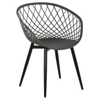 ARMCHAIR ARIADNE FK8001.30 GREY POLYPROPYLENE-BLACK METAL LEGS 63x56x80Hcm.