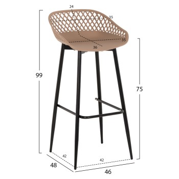 BAR STOOL AVAYA FK8686.13 CAPPUCCINO POLYPROPYLENE-BLACK METAL LEGS 46x48x99Hcm. BAR STOOL AVAYA FK8686.13 CAPPUCCINO POLYPROPYLENE-BLACK METAL LEGS 46x48x99Hcm.