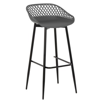 BAR STOOL AVAYA FK8686.20 GREY POLYPROPYLENE-BLACK METAL LEGS 46x48x99Hcm.