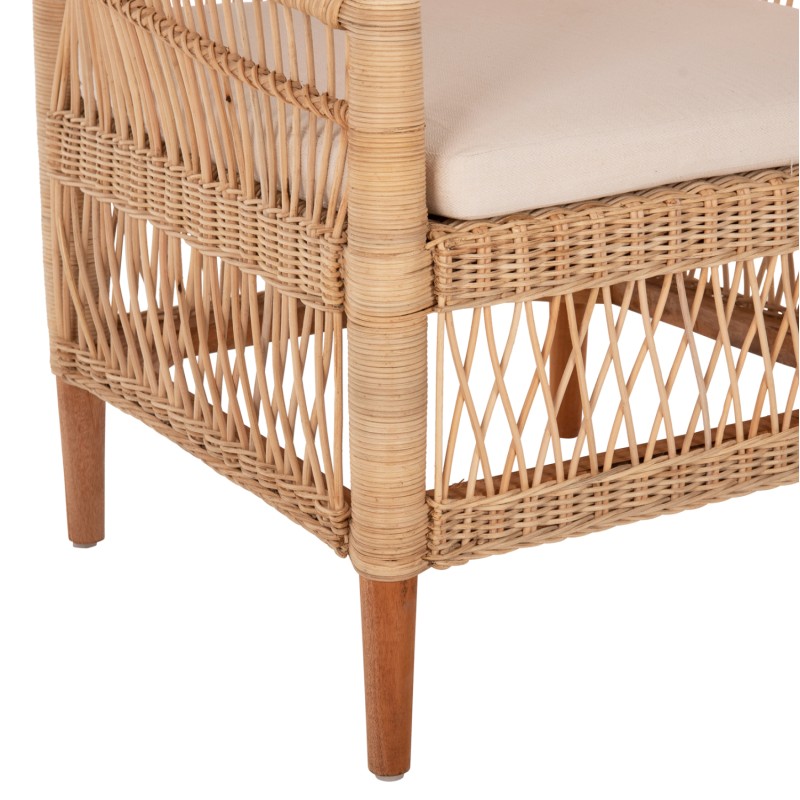 ARMCHAIR MALAWI FK9635.04 MAHOGANY WOOD-RATTAN-WHITE CUSHION 80x70x86Hcm. ARMCHAIR MALAWI FK9635.04 MAHOGANY WOOD-RATTAN-WHITE CUSHION 80x70x86Hcm.