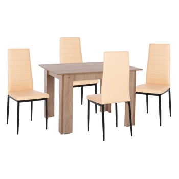 ΣΕΤ ΤΡΑΠΕΖΑΡΙΑΣ 5ΤΜΧ FK11908 ΤΡΑΠΕΖΙ 110x80εκ. & 4 ΚΑΡΕΚΛΕΣ LADY K/D ΜΟΚΑ ΑΝΟΙΧΤΟ ΚΡΕΜ