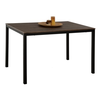 DINING TABLE GOOSE FK9532 WALNUT MDF-BLACK METAL LEGS 120X80Χ75Hcm.