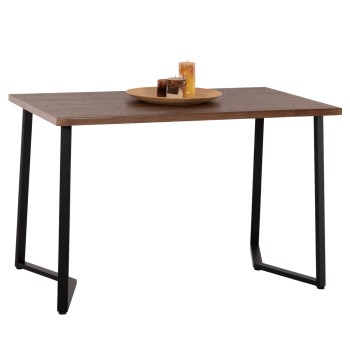 DINING TABLE JAY FK9531 WALNUT COLORED MDF-BLACK METAL LEGS 120x70x76Hcm.